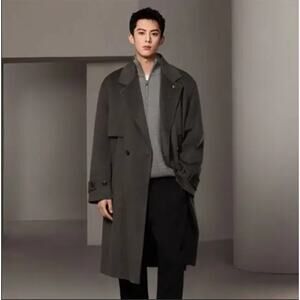 Peacebird Men's Trench Style Double-sided Wool Coat (Size L)